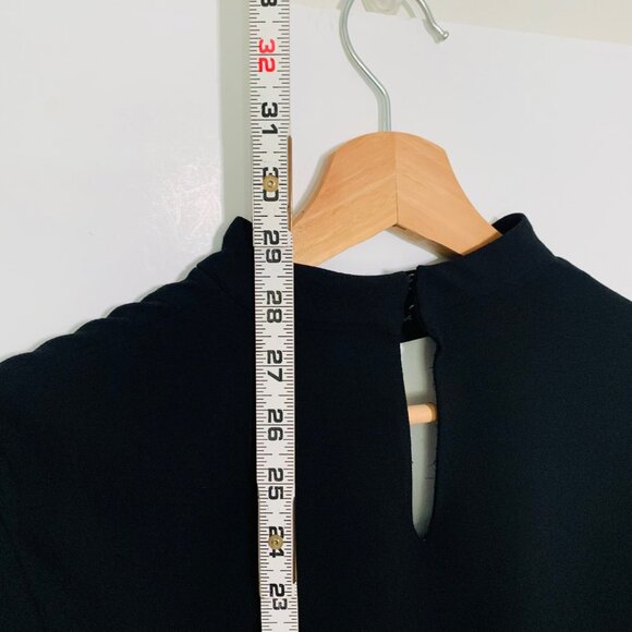 Zara Woman Black Keyhole Long-Sleeve Blouse High Neck Cuffed Sleeves & Curved XS - Picture 8 of 10